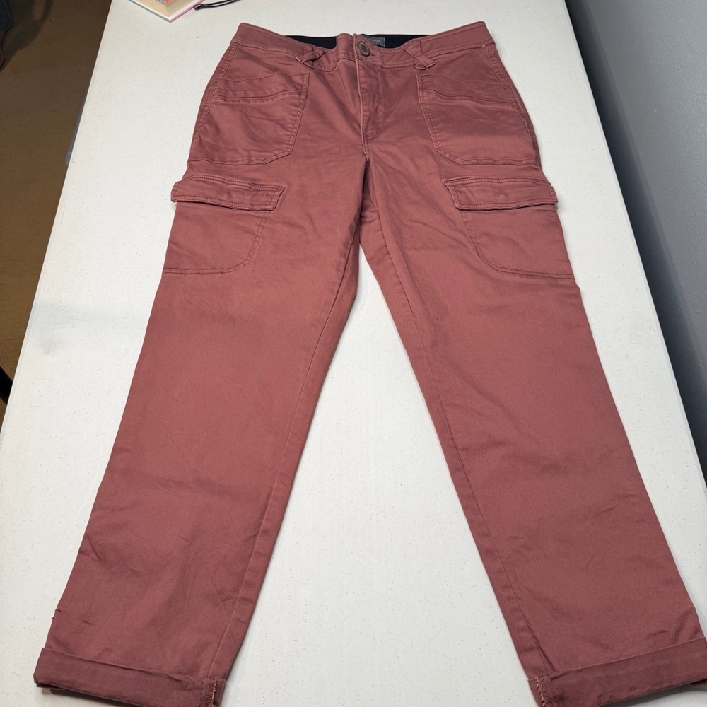 WIT & WISDOM Ab'solution Roll Cuff Stretch Utility Pants In Rum Raisin Sz 12 - Picture 16 of 16